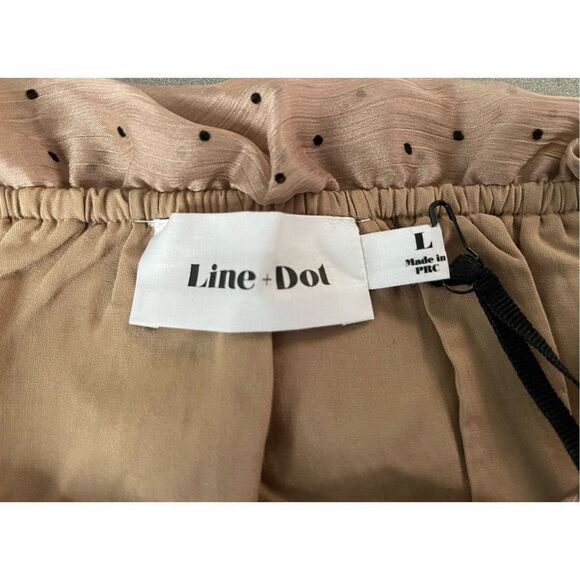 Line & Dot|Allegra Blouse Top Tan Tie Front Swiss Dotted Size L New with tags - Picture 8 of 11